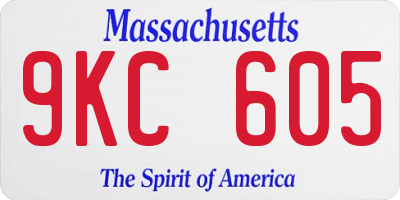 MA license plate 9KC605