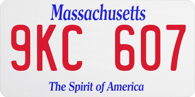 MA license plate 9KC607