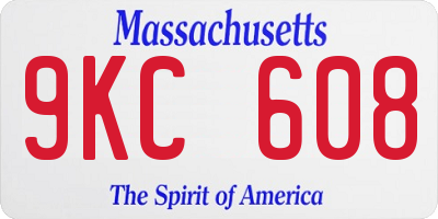 MA license plate 9KC608