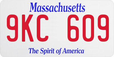 MA license plate 9KC609