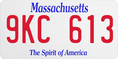 MA license plate 9KC613