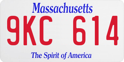 MA license plate 9KC614