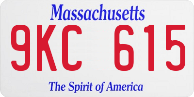 MA license plate 9KC615