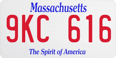 MA license plate 9KC616