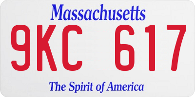MA license plate 9KC617