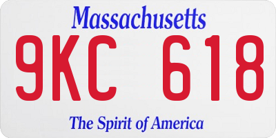 MA license plate 9KC618