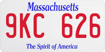 MA license plate 9KC626