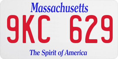 MA license plate 9KC629