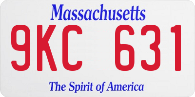 MA license plate 9KC631