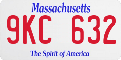 MA license plate 9KC632
