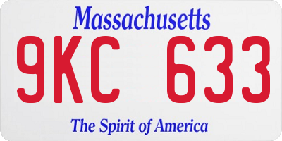 MA license plate 9KC633