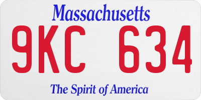 MA license plate 9KC634