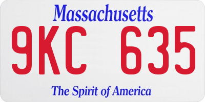 MA license plate 9KC635