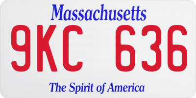 MA license plate 9KC636