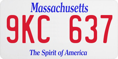 MA license plate 9KC637