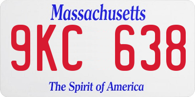 MA license plate 9KC638