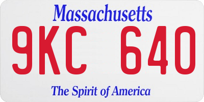 MA license plate 9KC640