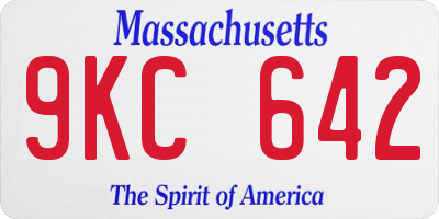 MA license plate 9KC642