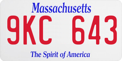 MA license plate 9KC643
