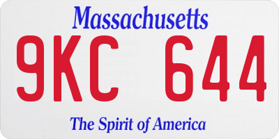 MA license plate 9KC644