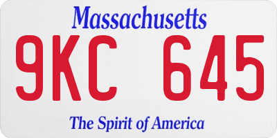 MA license plate 9KC645