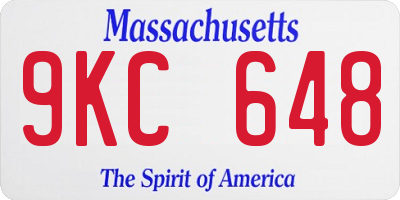 MA license plate 9KC648