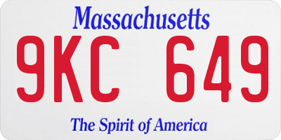 MA license plate 9KC649