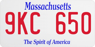 MA license plate 9KC650