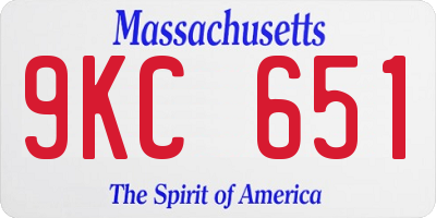 MA license plate 9KC651