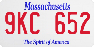 MA license plate 9KC652