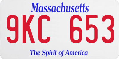 MA license plate 9KC653