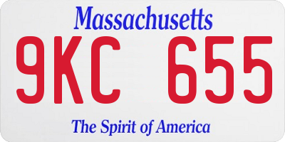 MA license plate 9KC655