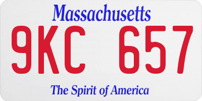 MA license plate 9KC657