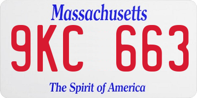MA license plate 9KC663