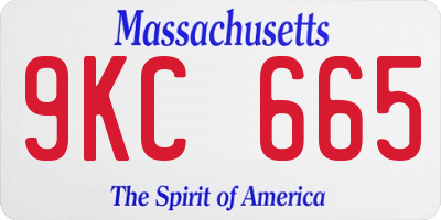 MA license plate 9KC665