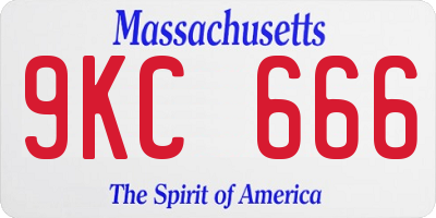 MA license plate 9KC666