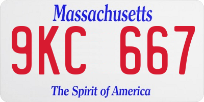 MA license plate 9KC667