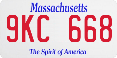 MA license plate 9KC668