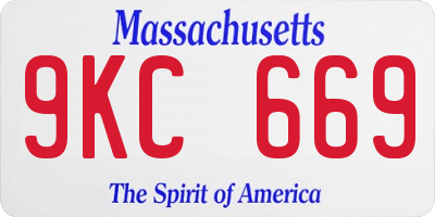 MA license plate 9KC669
