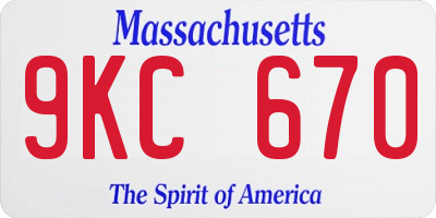 MA license plate 9KC670