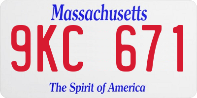 MA license plate 9KC671