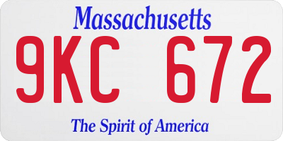 MA license plate 9KC672