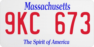 MA license plate 9KC673