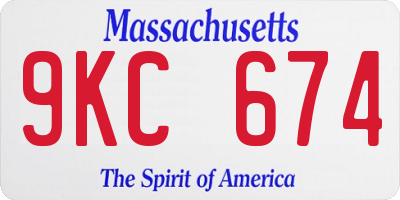 MA license plate 9KC674