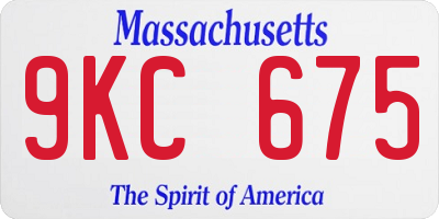MA license plate 9KC675