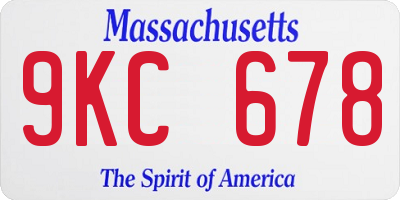 MA license plate 9KC678