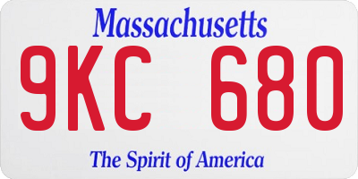 MA license plate 9KC680