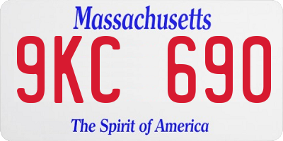 MA license plate 9KC690