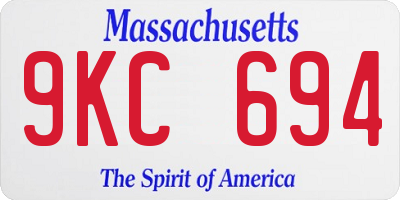 MA license plate 9KC694