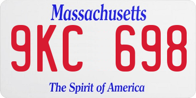 MA license plate 9KC698